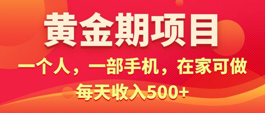 黄金期项目，电商搞钱！一个人，一部手机，在家可做，每天收入500+-伊恩资源网