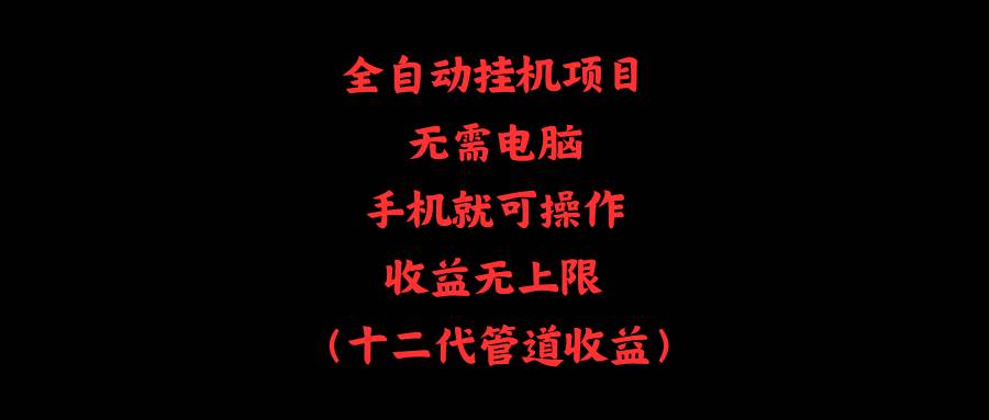 全自动挂机项目，无需电脑，手机就可操作，收益无上限-伊恩资源网