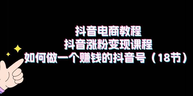 抖音电商教程：抖音涨粉变现课程：如何做一个赚钱的抖音号（18节）-伊恩资源网