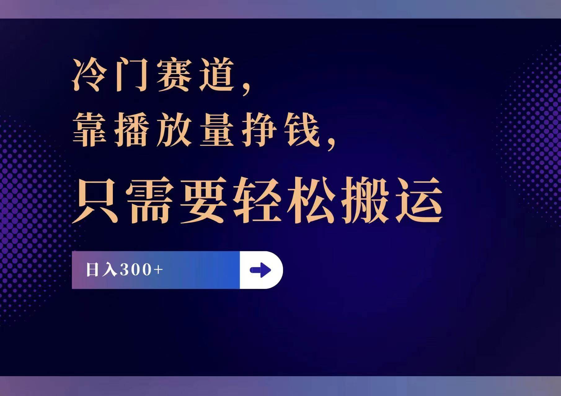 冷门赛道，靠播放量挣钱，只需要轻松搬运，日赚300+-伊恩资源网