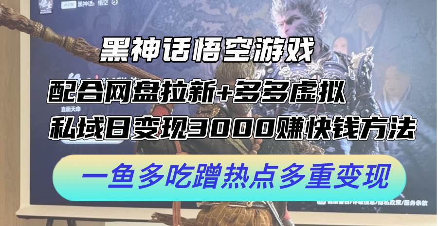 黑神话悟空游戏配合网盘拉新+多多虚拟+私域日变现3000+赚快钱方法。…-伊恩资源网