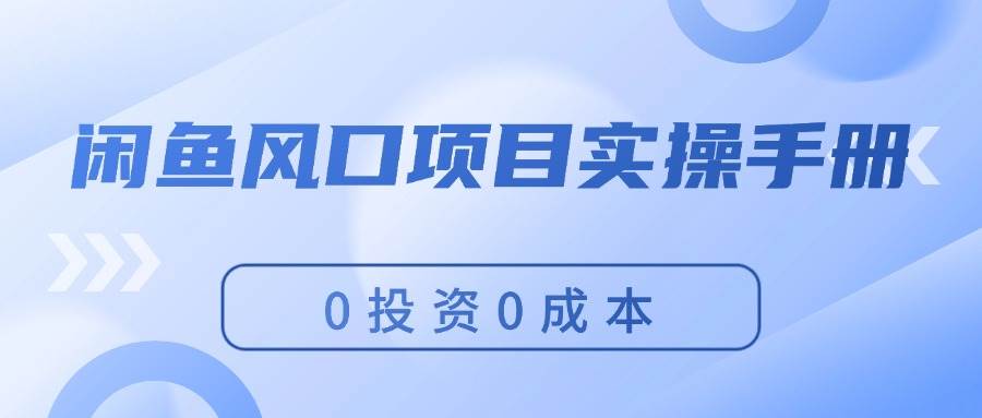 闲鱼风口项目实操手册，0投资0成本，让你做到，月入过万，新手可做-伊恩资源网