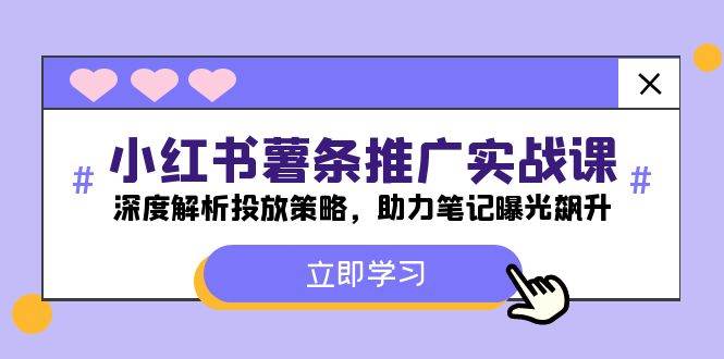 小红书-薯 条 推 广 实战课：深度解析投放策略，助力笔记曝光飙升-伊恩资源网