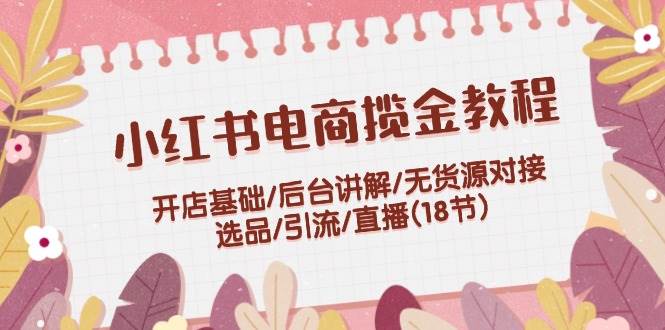 小红书电商揽金教程：开店基础/后台讲解/无货源对接/选品/引流/直播(18节)-伊恩资源网