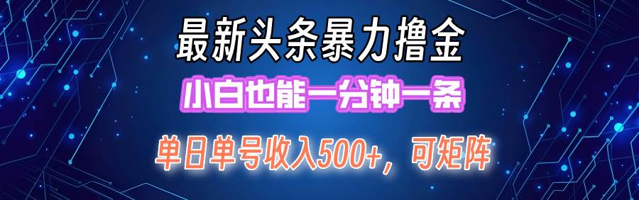 最新暴力头条掘金日入500+，矩阵操作日入2000+ ，小白也能轻松上手！-伊恩资源网