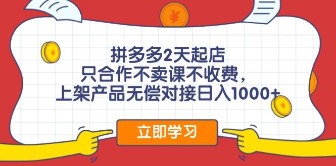 拼多多0成本开店，只合作不卖课不收费，0成本尝试，日赚千元+-伊恩资源网