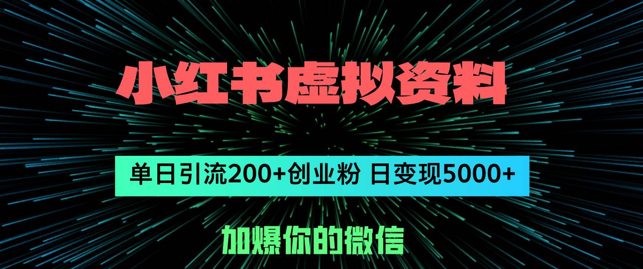 小红书虚拟资料日引流200+创业粉，单日变现5000+-伊恩资源网