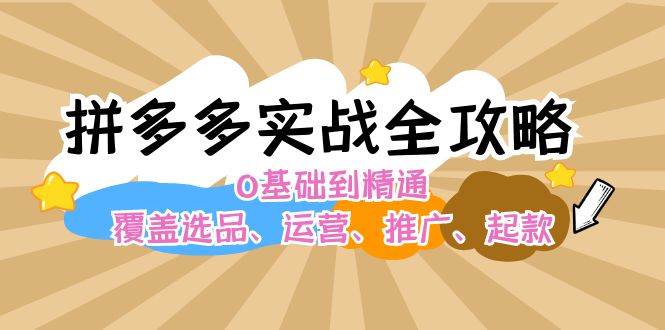 拼多多实战全攻略：0基础到精通，覆盖选品、运营、推广、起款-伊恩资源网