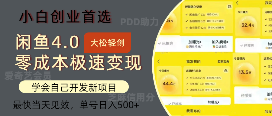 闲鱼0成本极速变现项目，多种变现方式，单号日入500+最新玩法-伊恩资源网