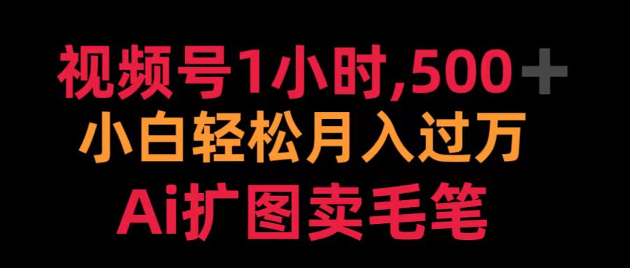 视频号1小时，500＋ 小白轻松月入过万 Ai扩图卖毛笔-伊恩资源网