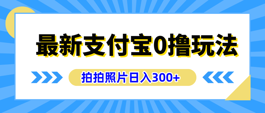 最新支付宝0撸玩法，拍照轻松赚收益，日入300+有手机就能做-伊恩资源网