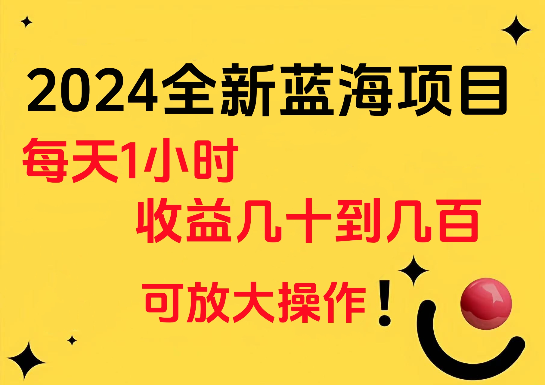 小白有手就行的2024全新蓝海项目，每天1小时收益几十到几百，可放大操作-伊恩资源网