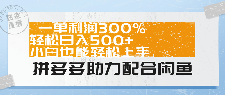 拼多多助力配合闲鱼 一单利润300% 轻松日入500+ 小白也能轻松上手！-伊恩资源网