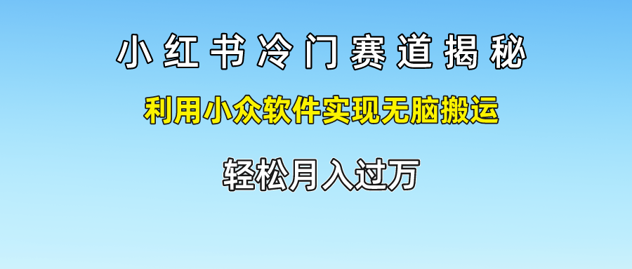 小红书冷门赛道揭秘,轻松月入过万，利用小众软件实现无脑搬运，-伊恩资源网