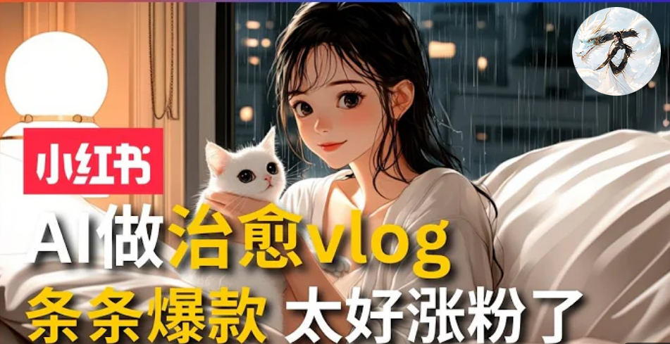 AI治愈系vlog动画视频，小红书7天 涨粉破千，商单报价1500+，0成本制作，日入2000+，有手就会 -伊恩资源网