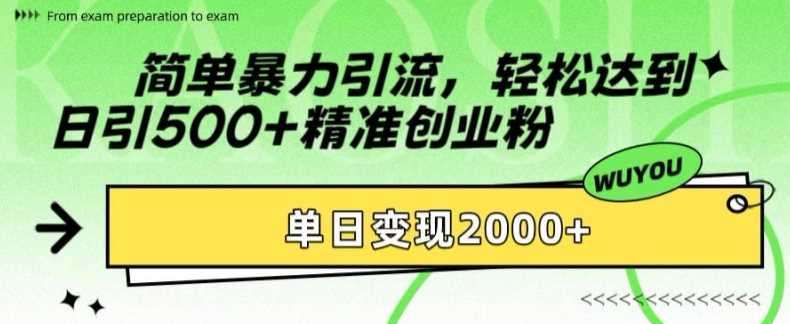 简单暴力引流轻松达到日引500+精准创业粉，单日变现2k【揭秘】-伊恩资源网