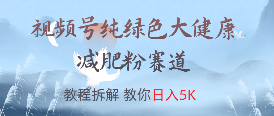 视频号纯绿色大健康粉赛道，教程拆解，教你日入5K-伊恩资源网