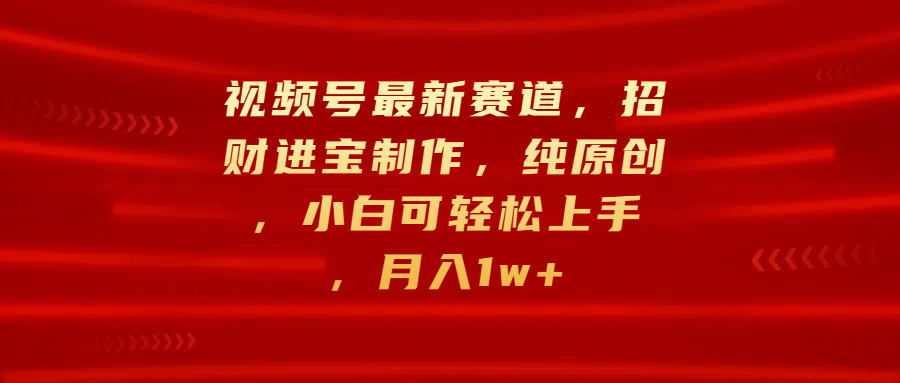 视频号最新赛道，招财进宝制作，纯原创，小白可轻松上手，月入1w+-伊恩资源网