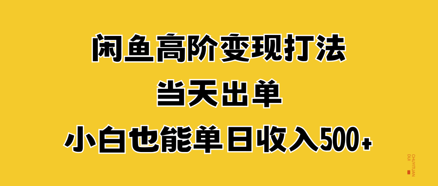 闲鱼高阶变现打法，当天出单，小白也能单日收入500+-伊恩资源网