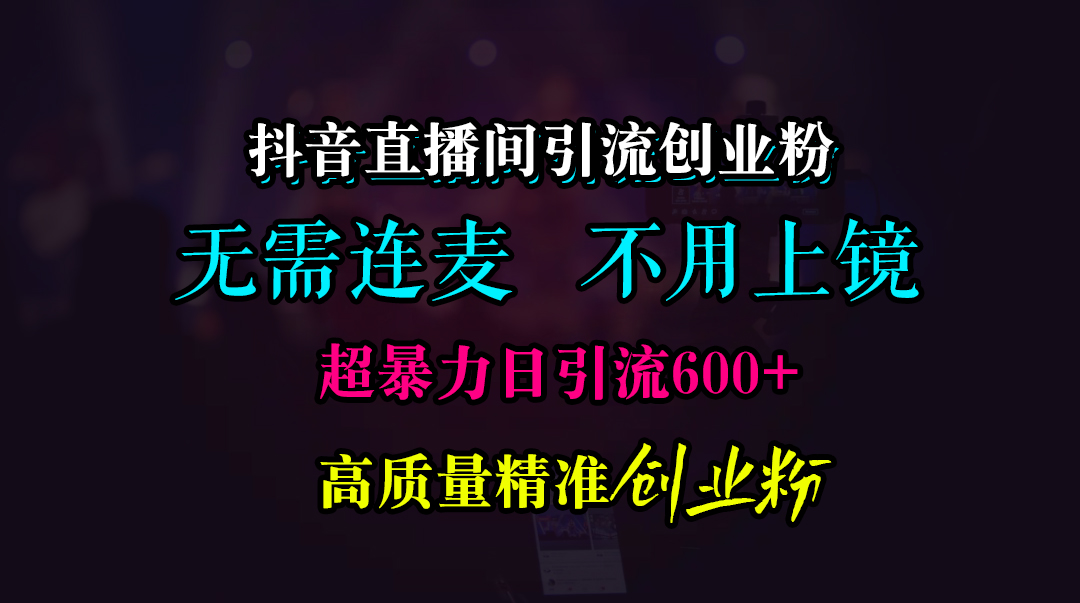 抖音直播间引流创业粉，无需连麦、无需上镜，超暴力日引流600+高质量精准创业粉-伊恩资源网