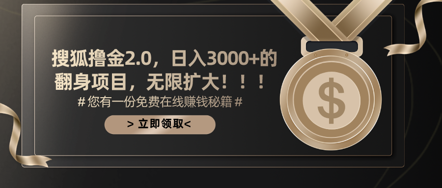 搜狐撸金2.0，日入3000+，可无限扩大的翻身项目。-伊恩资源网