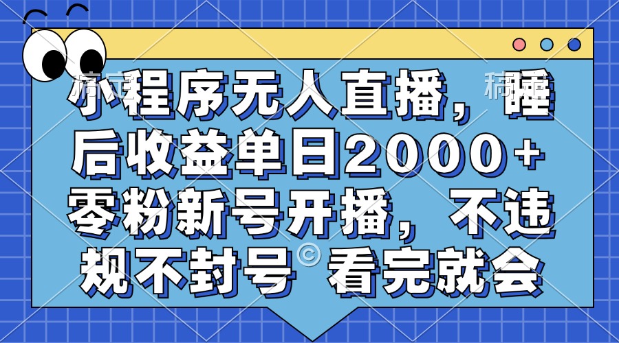 小程序无人直播，睡后收益单日2000+ 零粉新号开播，不违规不封号 看完就会-伊恩资源网