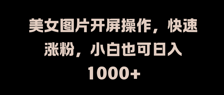 美女图片开屏操作，快速涨粉，小白也可日入1000+-伊恩资源网