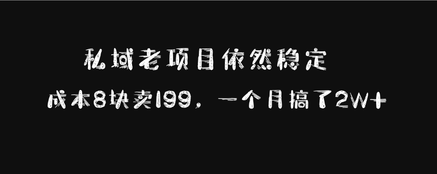 私域老项目依然稳定，成本8块卖199，一个月搞了2W+-伊恩资源网