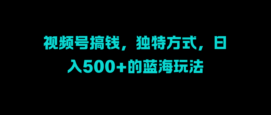 视频号搞钱，独特方式，日入500+的蓝海玩法-伊恩资源网