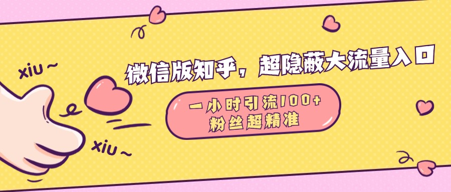 微信版知乎，超隐蔽流量入口，一小时引流100人，粉丝质量超高-伊恩资源网