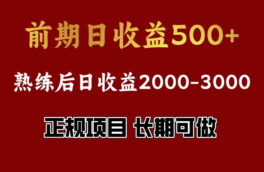 前期日收益500，熟悉后日收益2000左右，正规项目，长期能做，兼职全职都行-伊恩资源网