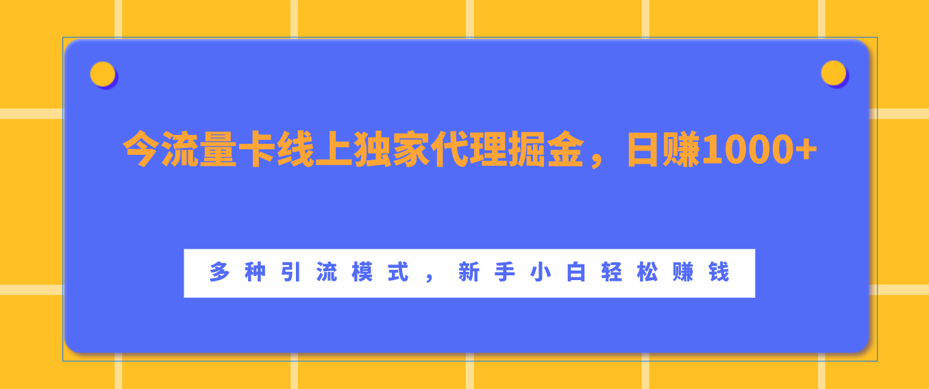 流量卡线上独家代理掘金，日赚1000+ ，多种引流模式，新手小白轻松赚钱-伊恩资源网