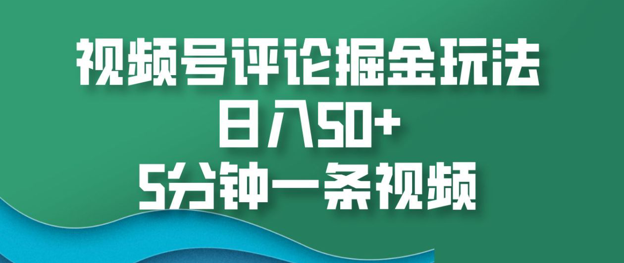 视频号评论掘金玩法，日入50+，5分钟一条视频！-伊恩资源网