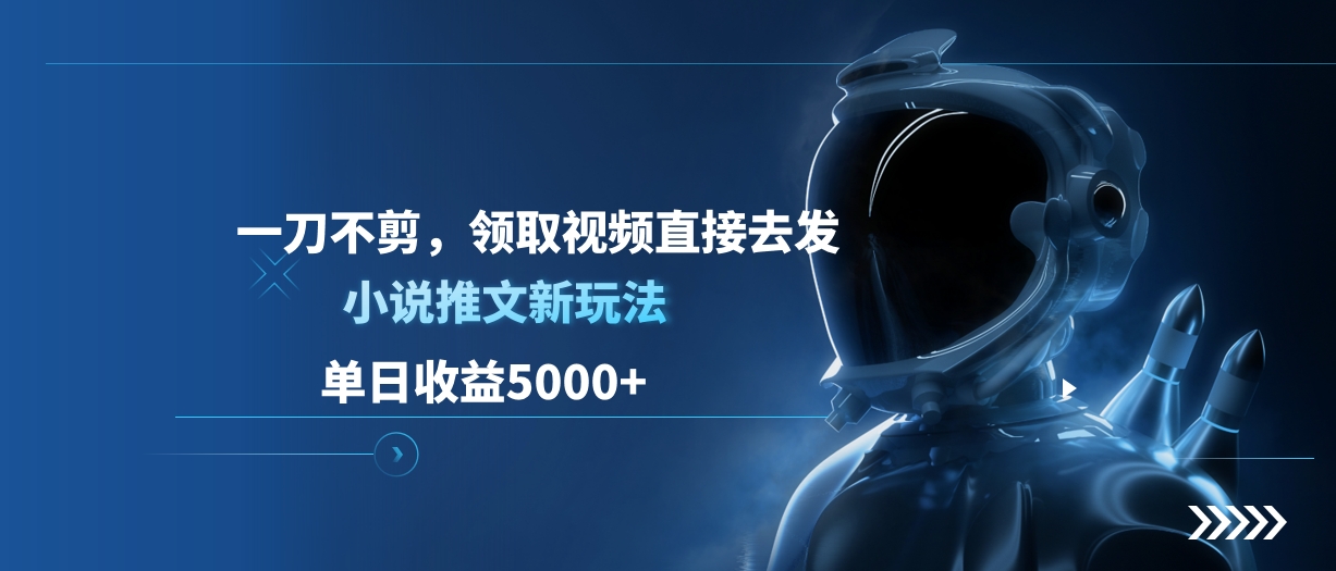 单日收益5000+，小说推文新玩法，一刀不剪，领取视频直接去发-伊恩资源网