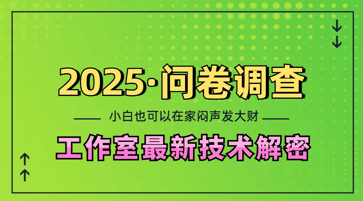 2025《问卷调查》最新工作室技术解密：一个人在家也可以闷声发大财，小白一天200+，可矩阵放大-伊恩资源网