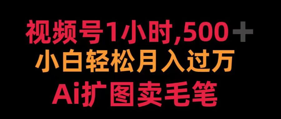 视频号每天1小时，收入500＋，Ai扩图卖毛笔-伊恩资源网