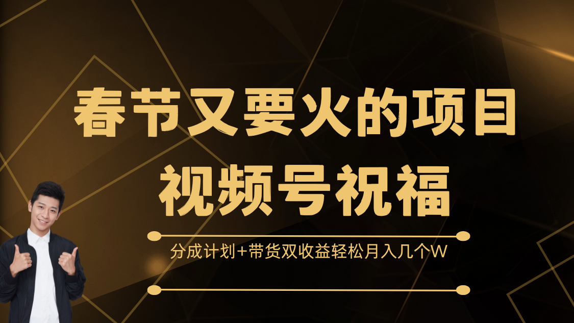 春节又要火的项目，视频号祝福，分成计划+带货双收益，轻松月入几个W-伊恩资源网