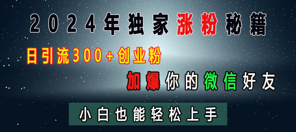 2024年独家涨粉秘籍，日引流300+创业粉，加爆你的微信好友，小白也能轻松上手-伊恩资源网