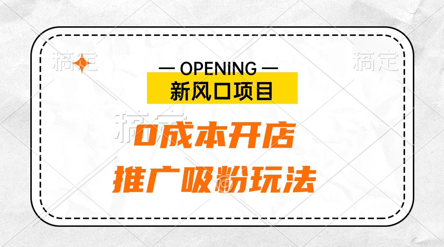 新风口项目、0成本开店、推广吸粉玩法-伊恩资源网