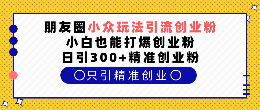 朋友圈小众玩法引流创业粉，小白也能打爆创业粉，日引300+精准创业粉-伊恩资源网