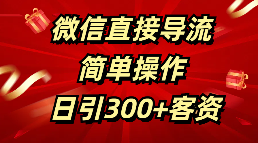 微信直接导流 简单操作 日引300+客资-伊恩资源网