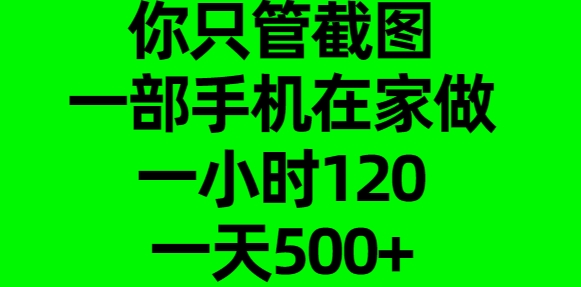 你只管截图，一部手机在家做，一小时120，一天500+-伊恩资源网